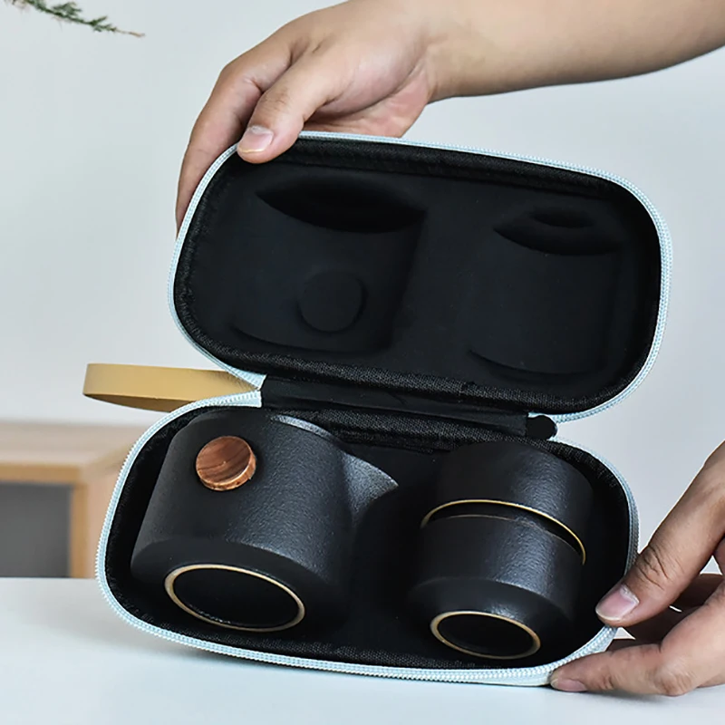 Korean Tea Set - Black Pottery Outdoor Travel Tea Set