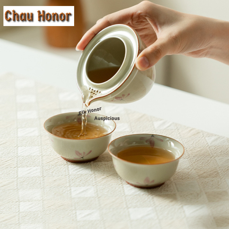 Pure Hand-painted Powder Orchi - Korean Tea Set 评论和价格