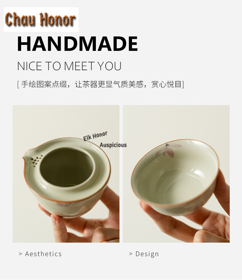 Pure Hand-painted Powder Orchi - Korean Tea Set 评论和价格